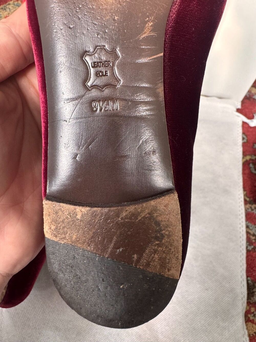 Tory Burch Burgundy Easton embroidered Velvet Beetle Loafers US 9.5 - Picture 9 of 16